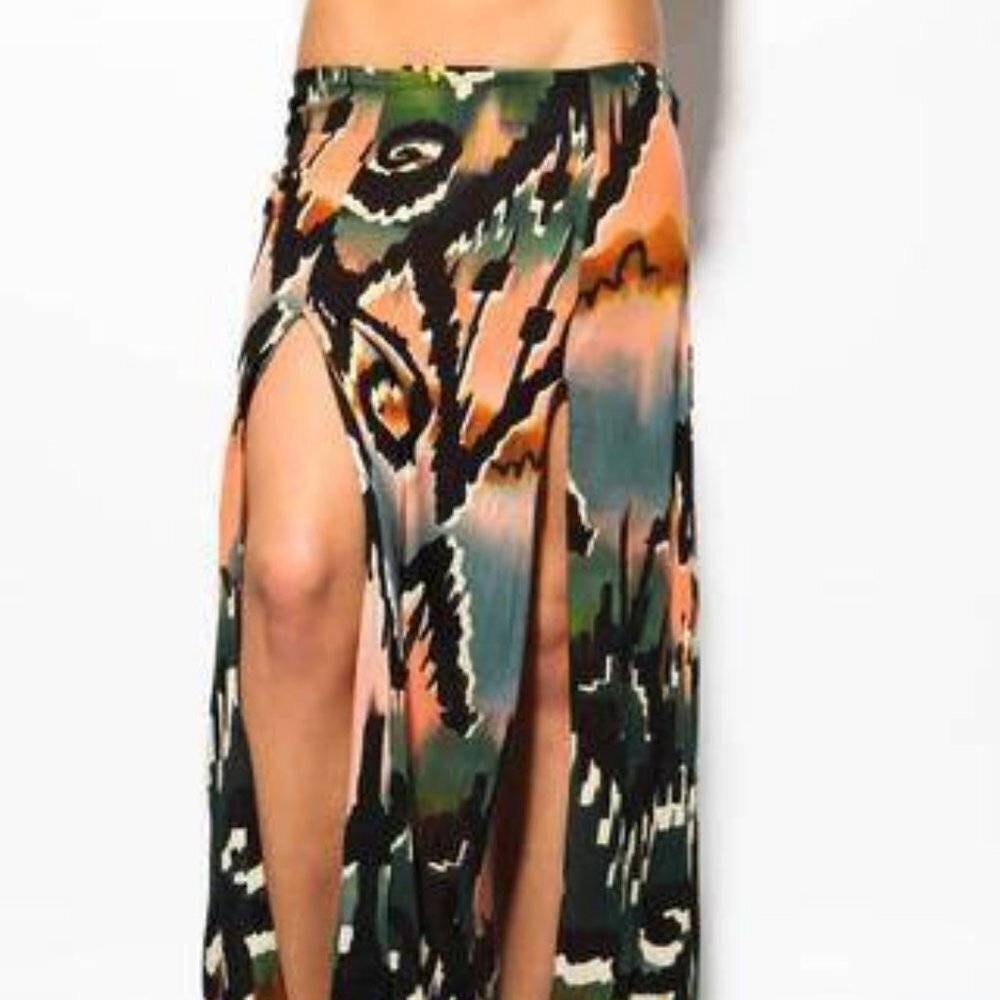 NWT Somedays Lovin Tribal Double Split Maxi Skirt